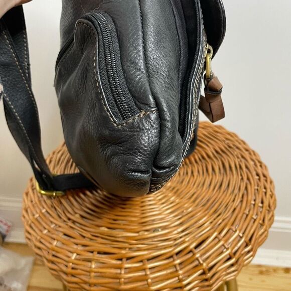 Fossil Morgan Traveler Black Soft Pebble Leather Organizer Crossbody Bag Brown - Picture 2 of 10